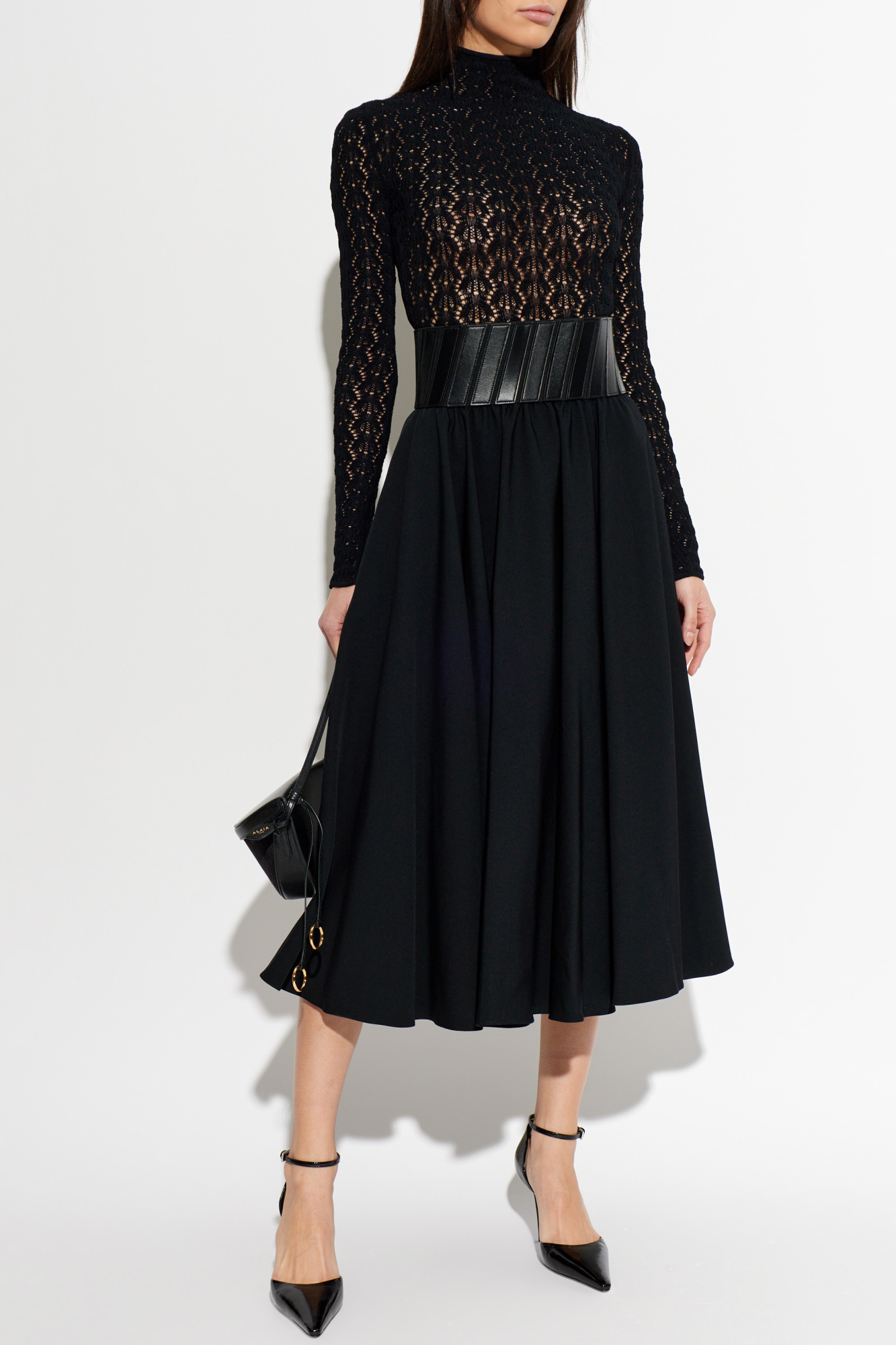 Alaïa Skirt with leather inserts at the waist | Women's | Vitkac